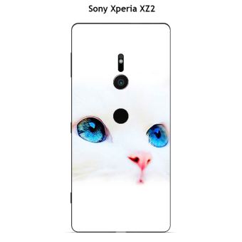 Coque Tpu Gel Souple Sony Xperia Xz2 Design Chat Blanc Yeux