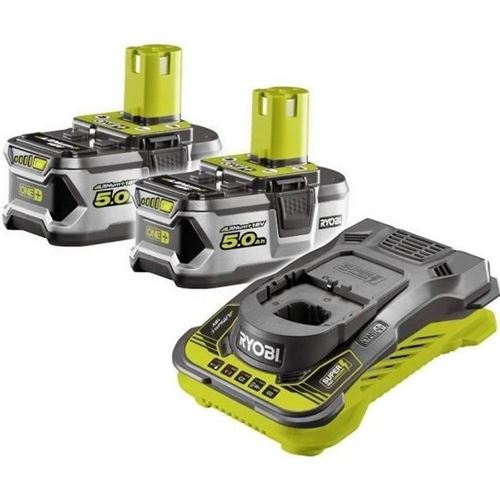Ryobi 2 Batteries Lithium+ 18V One+ 5,0 Ah et 1 Chargeur Ultra Rapide 5,0 A - Rc18150-250