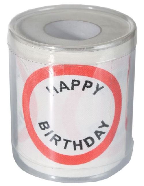 Papier toilette Happy Birthday dans boîte PVC