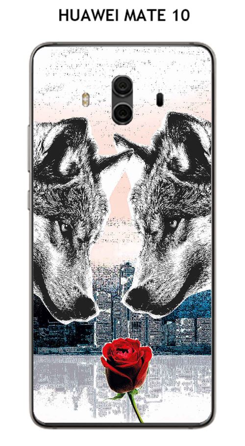 Coque TPU gel souple HUAWEI MATE 10 design Cœur de loup