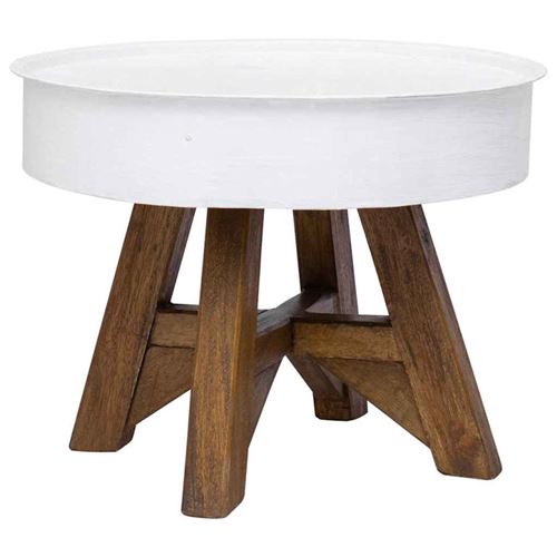 vidaXL Table basse Bois de récupération massif 60 x 45 cm Blanc