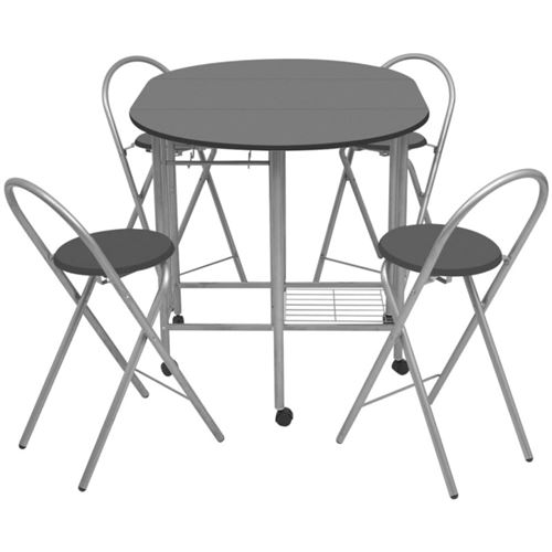 vidaXL Ensemble de salle à manger pliable 5 pièces MDF Noir vidaXL Ensemble de salle à manger pliable 5 pièces MDF Noir