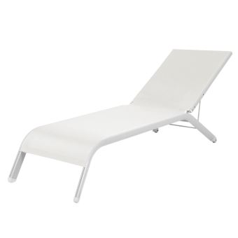 Transat En Aluminium Blanc Reglable 4 Positions Roues Eg50568 Mobilier De Jardin Achat Prix Fnac
