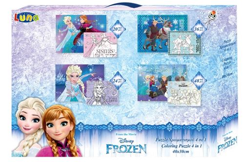 Luna puzzle couleur 4 en 1 Filles congelées 40 x 30 cm 4 pièces