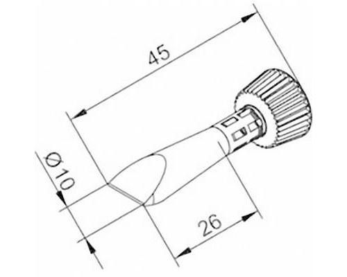 Ersa 0102CDLF100C/SB Panne de fer à souder forme de burin Taille de la panne 10 mm Longueur de la panne 45 mm Contenu