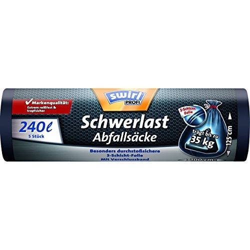 Swirl profi rouleau de 5 sacs poubelle renforcé 240 litres noir