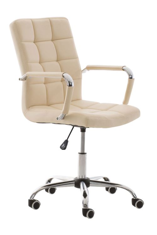 Chaise de Bureau Deli V2 en similicuir avec Piètement en Métal chromé- Couleur Crème