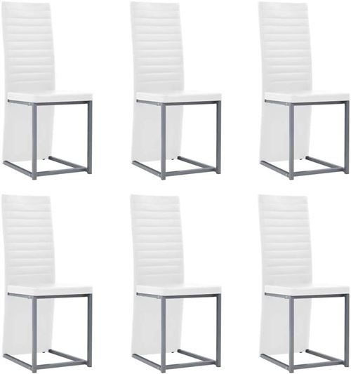 vidaXL Chaises de salle à manger 6 pcs Blanc Similicuir