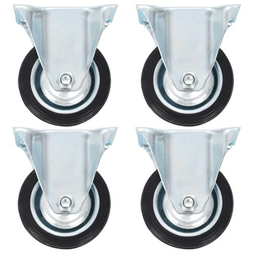 vidaXL 4x Roulettes Pivotantes avec Double Frein Roulette de Mobilier Roulette de Meuble Chariot Roulant Etagère à Livre Bibliothèque Panier d'Achat Capacité 70 kg 100 mm