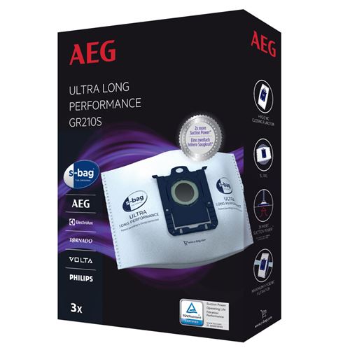 Pack de sacs pour aspirateur synth&eacute;tiques AEG S-bag Ultra Long Performance GR210S 