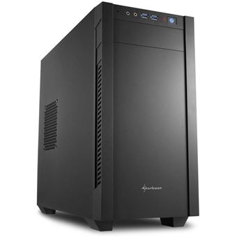 Sharkoon S1000 - Tour - micro ATX - panneau latéral fenêtré (acrylique) - pas d'alimentation - noir - USB/Audio - 1