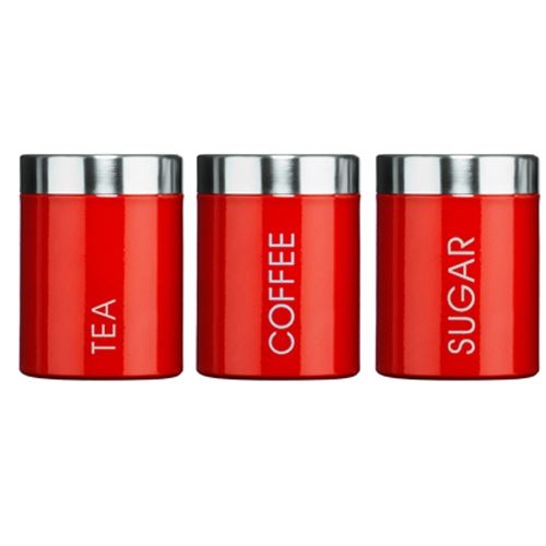 Kabalo Rouge Anglais Ensemble De 3 The Cafe Et Sucre Canisters