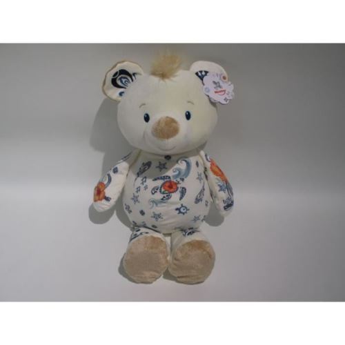 NICOTOY Peluche Tattoo ours - 60 cm - Beige creme