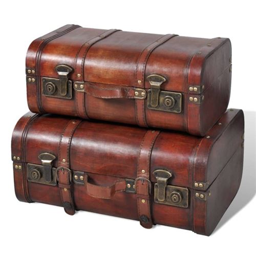 Vidaxl Marron Coffre De Rangement Vintage Bois 2 Pcs - Image 3