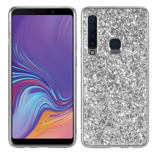 Coque en TPU paillettes scintillantes hybrides argent pour votre Samsung Galaxy A9 (2018)/A9 Star Pro/A9s