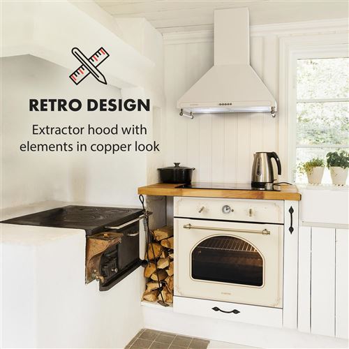 Klarstein Victoria Hotte Aspirante Murale 60cm 2 Filtres Recyclage D Air 600m H Classe A Ivoire Hotte Decorative Murale Achat Prix Fnac