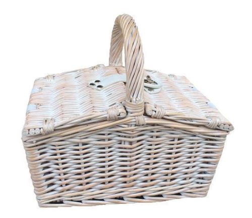 Petit Blanc Double Lidded Hamper panier en osier