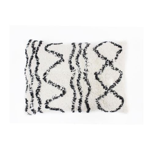 Coussin berbere Ethno - 30 x 50 cm - Beige naturel et noir
