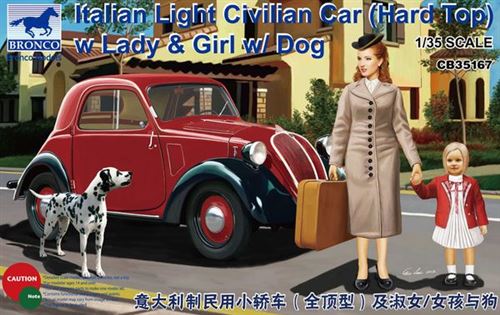 Italian Light Civilian Car (hard Top) W/lady & Girl- 1:35e - Bronco Models
