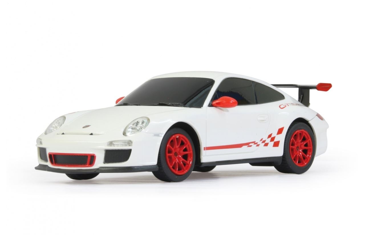 Jamara 405153 - Porsche 911 GT3 Cup 1:14 Blanc - Voiture RC, sous Licence Officielle, Environ 1 Heure de Conduite, 9 Km/h, intérieur détaillé, Finition de Haute qualité, éclairage LED
