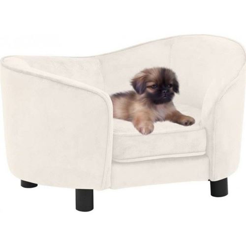 Comparer les prix de vidaXL Canapé pour chien Crème 69x49x40 cm Peluche