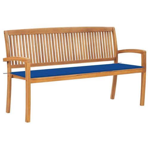Non Communiqué Bois Vidaxl Tuinbank Stapelbaar Met Kussen 159 Cm Massief Teakhout3063316