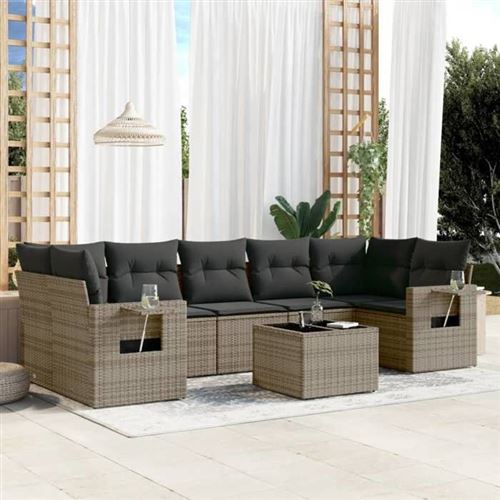 Non Communiqué Gris Salon De Jardin Modulable Vidaxl Rotin 8 Pieces X 62 X 69 7 Personnes