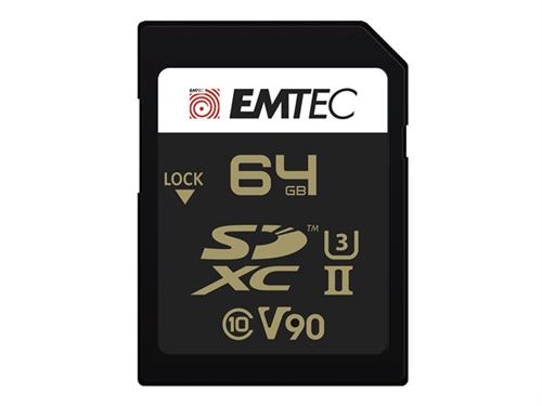 EMTEC V90 Ultra Pro - Carte mémoire flash - 64 Go - Video Class V90 / UHS-II U3 - SDXC UHS-II