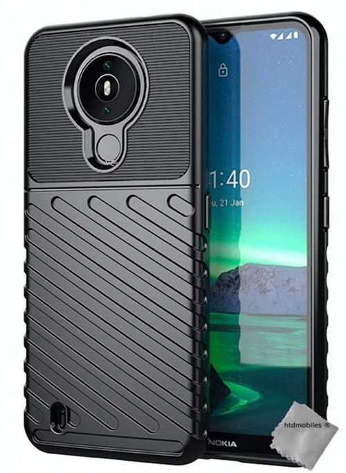 Coque silicone gel thunder pour Nokia 1.4 - verre trempe inclus - NOIR - htdmobiles