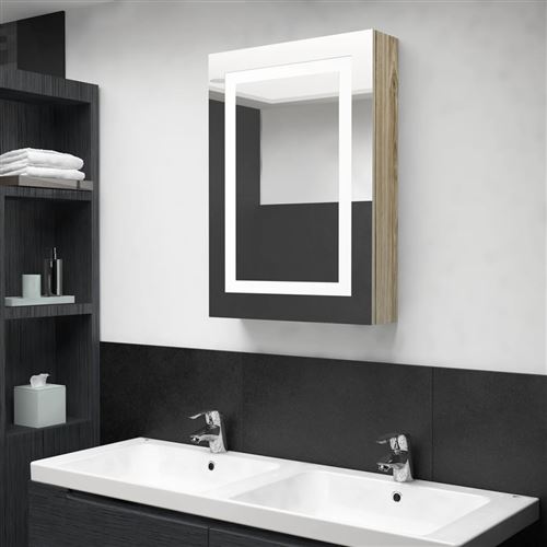 VidaXL Armoire de salle de bain à miroir LED Chêne 50x13x70 cm