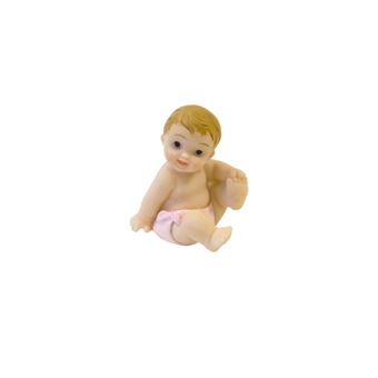 figurine bébé assis résine couché 5cm rose - hobi res416cf - 1