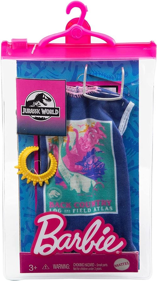 Barbie Jurassic World - GRD47 - Fashion Look Pack Robe avec Accessoires