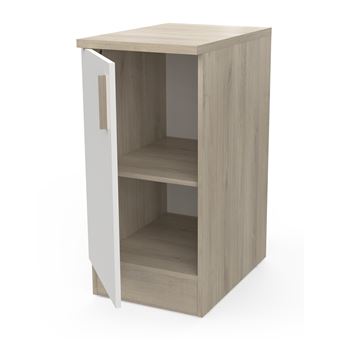 Meuble bas, meuble de rangement 2 portes coloris chêne, pin andersen -  Longueur 99,5 x profondeur 45 x hauteur 90,50 cm