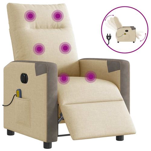 VIDAXL - Fauteuil de massage électrique - Inclinable - Crème - Image 2