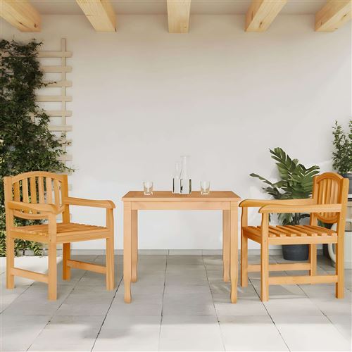 Non Communiqué Bois Lot De 2 Chaise Vidaxl H. 88 Cm Empilable Non Pliable En Teck Exterieur