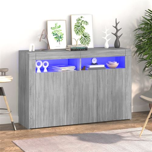 vidaXL Buffet avec lumières LED sonoma gris 115,5x30x75 cm