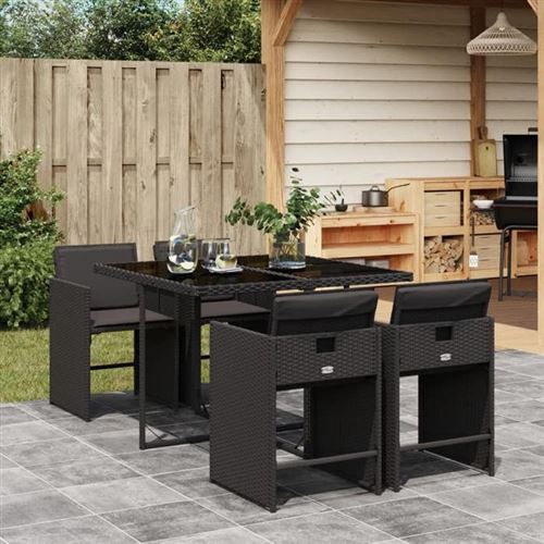 Non Communiqué Noir Vidaxl Ensemble À Manger De Jardin Coussins 5Pcs Résine Tressée 3277842