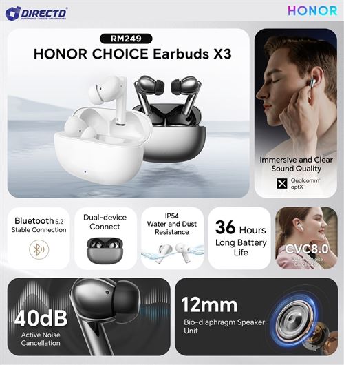 Écouteurs Ibroz Honor Choice Earbuds X3 Blanc