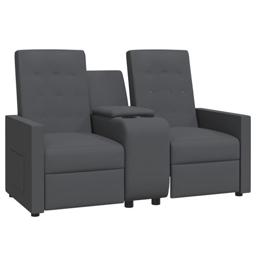 vidaXL Fauteuil inclinable et porte-gobelet 2 places Gris foncé Tissu