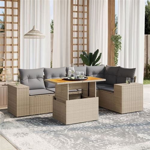 Non Communiqué Beige Salon De Jardin Modulable Vidaxl Resine Tressee 6 Pieces 62 X 62 X 69