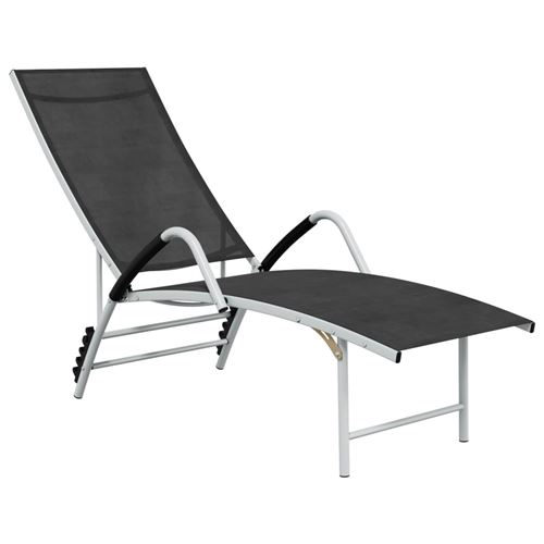 VidaXL Chaise longue Textilène et aluminium Noir