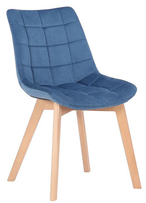 Chaise de salle à manger Passaic en velours avec pieds en Bois de hêtre , Bleu