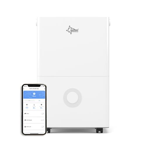 Déshumidificateur DryFix 30 select APP, fonction marche/arrêt contrôlable par application, minuterie et mode Sommeil, pour pièce jusqu'à 100m²