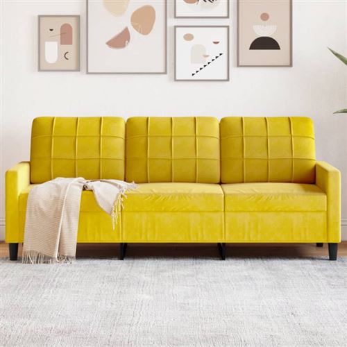 Non Communiqué Multicolore Canapé À 3 Places Jaune 180 Cm Velours