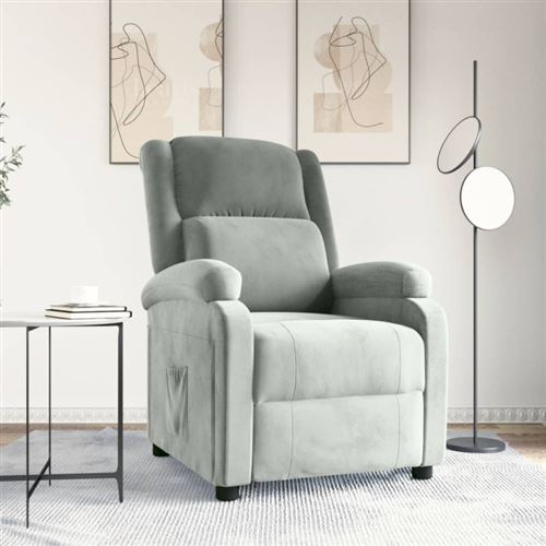 Vidaxl Gris/Clair Fauteuil Inclinable Velours - Image 2