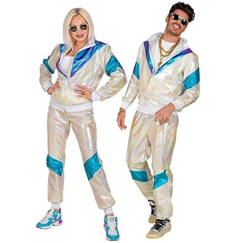 Déguisement Survêt Années 80 Holographique Adulte S Gris 11791 W Widmann Milano Party Fashion S - 11791 W WIDMANN MILANO Party Fashion