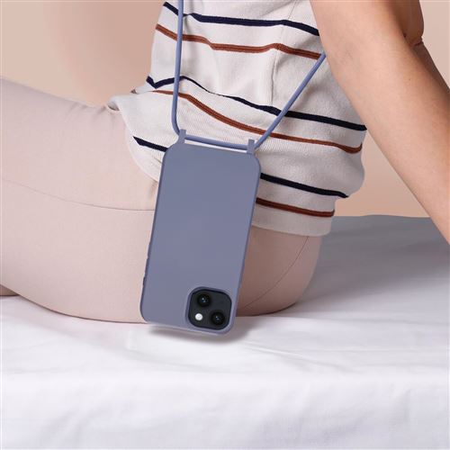 Chaîne De Téléphone Portable Pour IPhone 14 Plus - Silicone Avec Cordon Ajustable, Violet - Protection Anti-chute Jusqu'à 2 M