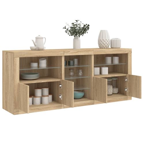 Non Communiqué Chêne Vidaxl Buffet Avec Lumières Led Sonoma 181,5X37x67 Cm3209039