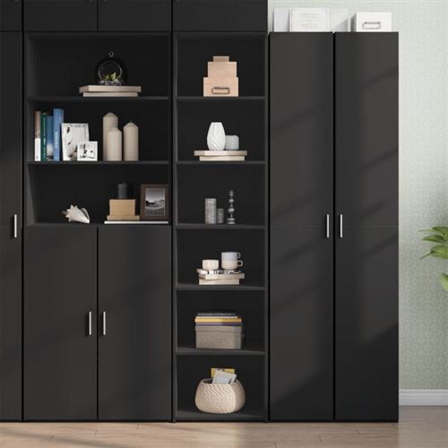 Buffet haut noir 45x41x185 cm bois d'ingénierie Vidaxl