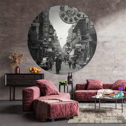 WallArt Papier peint cercle Hong Kong the Old Days 142,5 cm